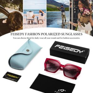 FEISEDY Trendy Polarized Sunglasses, Oversized Irregular TR Frame for Women Men, Retro Shades UV400 B0016