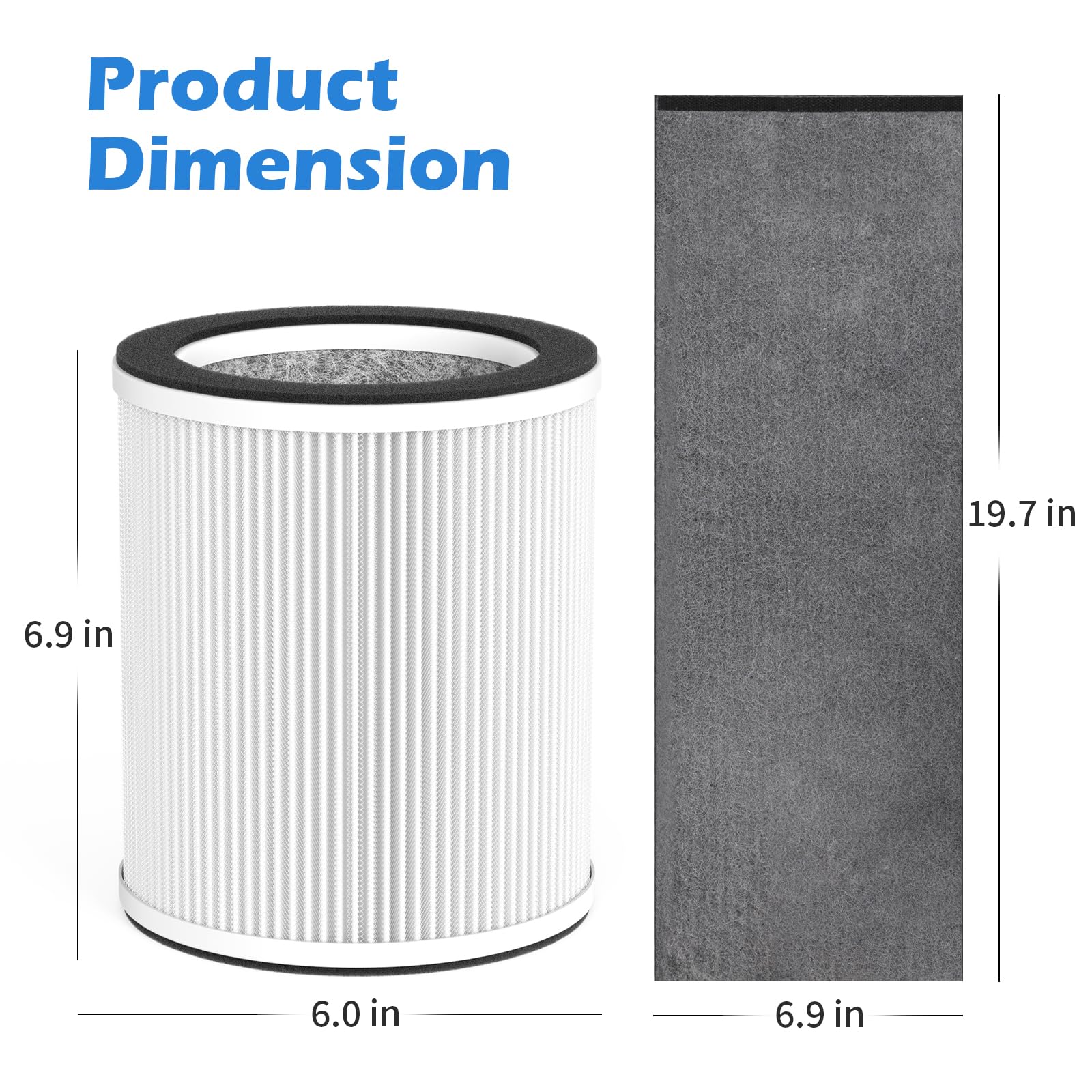 GoKBNY 2-Pack HP400 Series True HEPA Replacement Filter Compatible with Hunter HP400 Cylindrical Tower Purifiers, for Model H-HF400-VP/H-PF400, with 4×Pre-Filters