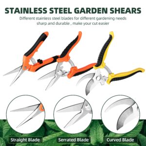 EWPJDK 3 Pack Garden Pruning Shears, Stainless Steel Garden Shears, Gardening Shears, Gardening Scissors, Garden Scissors, Garden Clippers, Pruning Snips, Pruning Shears for Gardening Garden Tools