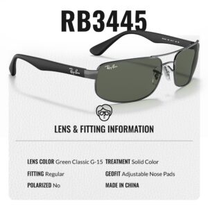 Ray-Ban RB3445 Rectangle Sunglasses With Eyewear Kit Bundle - Adjustable Nose Pads - Ideal Formal and Casual Wear Retro Sunglasses