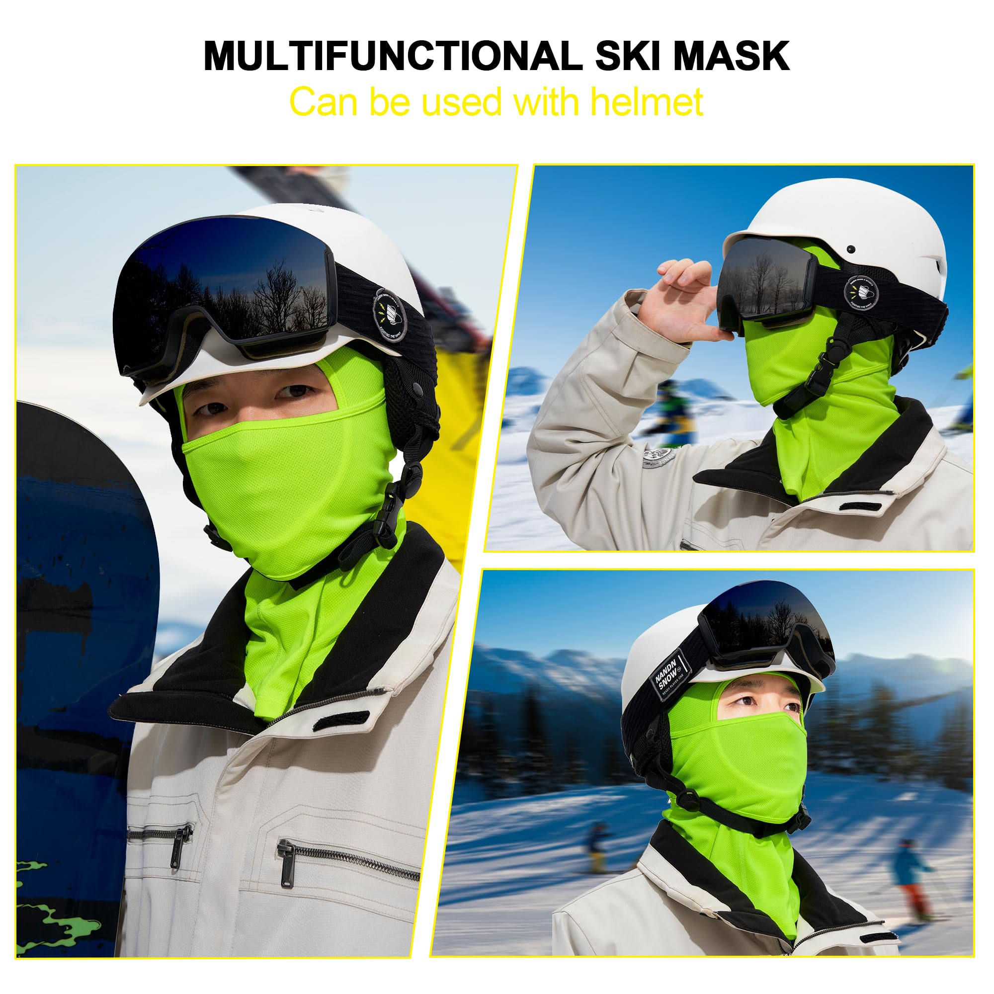 SAITAG Balaclava Ski Mask 2 Pieces-Winter Full Face Mask for Men Women, Sheisty Mask Sun Hood for Skiing Snowboarding