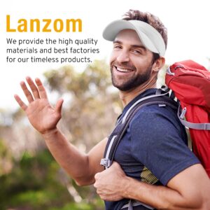 Lanzom Mens Womens Sun Visor Hats Short Brim Hat Running Hat Foldable Adjustable for Tennis Golf Running (US, Alpha, Small, Large, White)