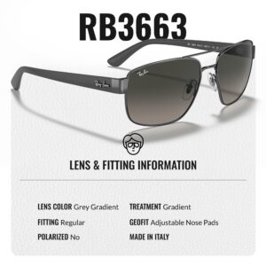 Ray-Ban RB3663 Square Shape Sunglasses With Eyewear Kit Bundle - Adjustable Nose Pads - Ideal Formal and Casual Wear Square Sunglasses