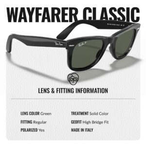 Ray-Ban RB2140 Original Wayfarer Classic Polarized Square Shape Sunglasses With Eyewear Kit Bundle - High Bridge Fit - Formal and Casual Wear Square Sunglasses