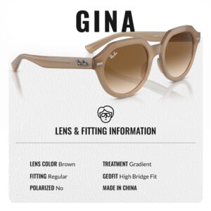 Ray-Ban RB4399 GINA Square Shape Sunglasses With Eyewear Kit Bundle - High Bridge Fit - Ideal Formal and Casual Wear Square Sunglasses