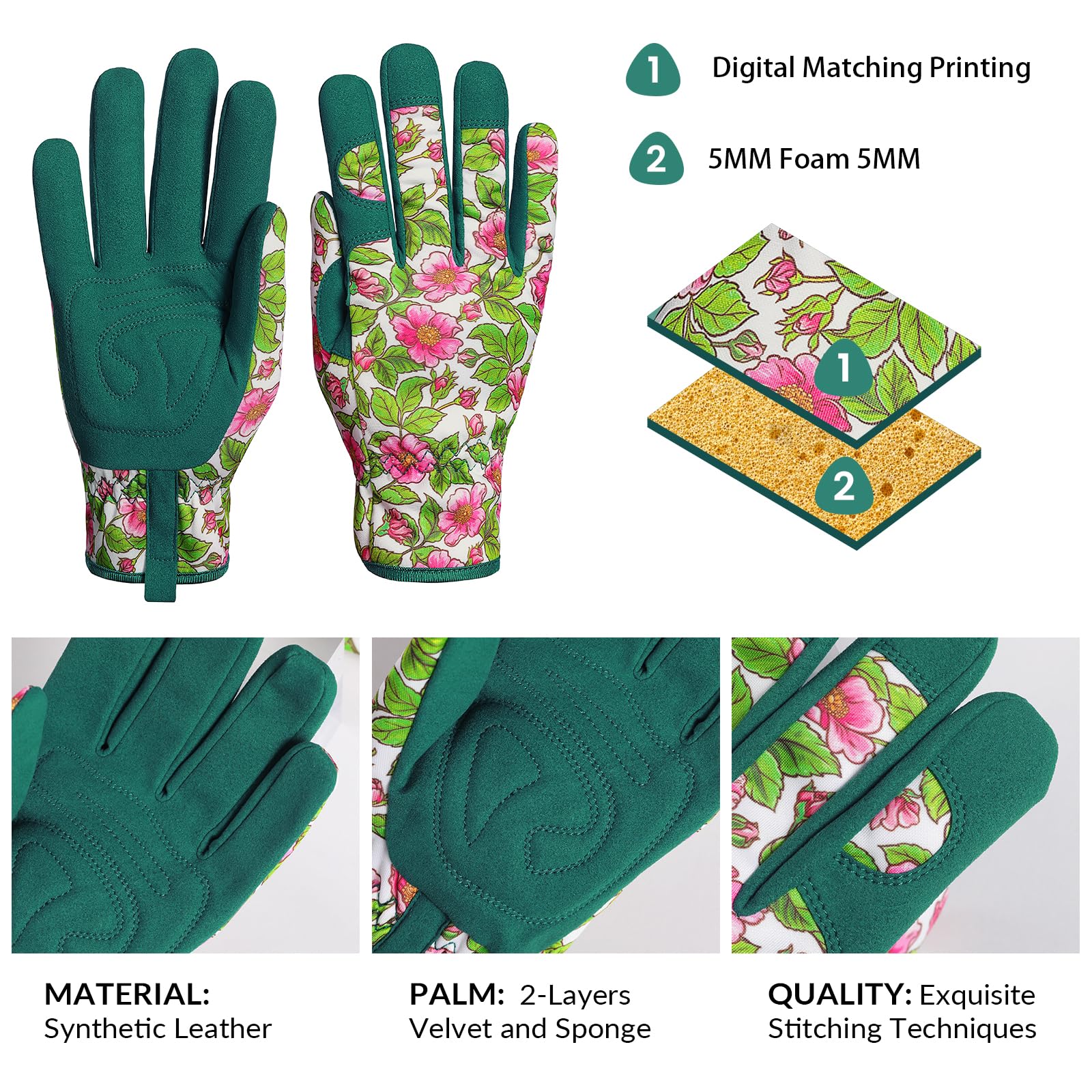 Pleneal Gardening Gloves for Women - Leather Garden Gloves Thorn Proof, Outdoor Protective Working Gloves for Weeding