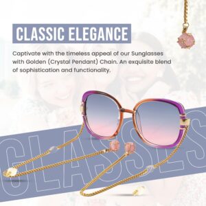 Loom&Pearl Armless Chain Temple Sunglasses Pull Me Close Shades + Gold Chains And Hold Me Down Charms Shades with Non-Slip Holds on Ears