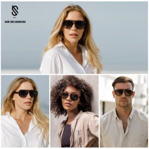 SOJOS Retro Aviator Sunglasses For Men Women Oversized Polarized Trendy Womens UV 400 Shades SJ2304 Tortoise Brown