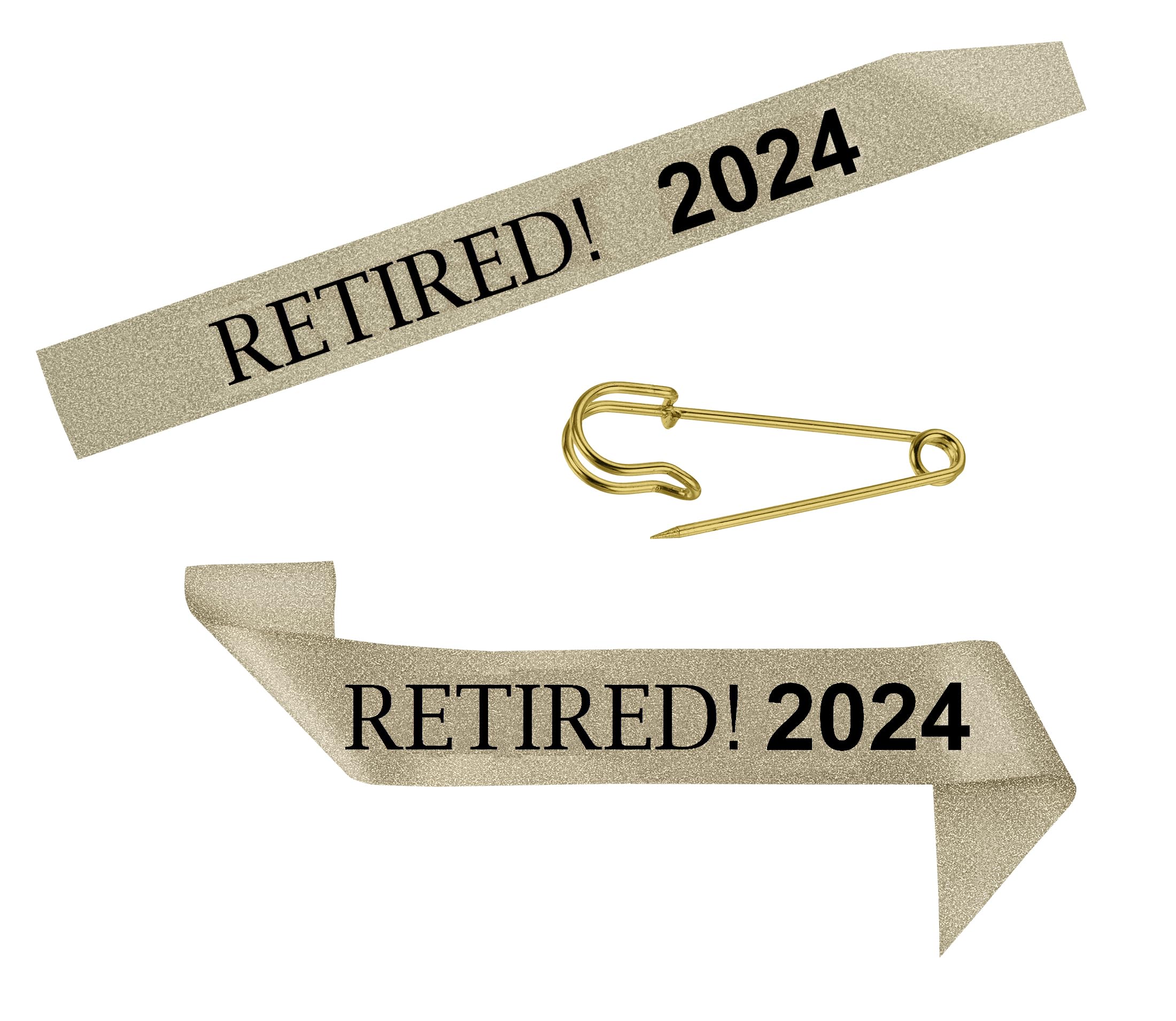 2024 Retirement Sash - Celebrate Retirement Luxurious Glitter Sash for Women with Oversized Metal Pin. Perfect for Retirement Parties, & Special Events by JPACO (Gold 2024)