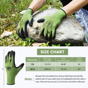 Pleneal Gardening Gloves for Women Men - 6 Pairs Breathable Garden Gloves with Grip, Latex Coated Outdoor Working Gloves for Lawn Yard, Medium Size Fits Most