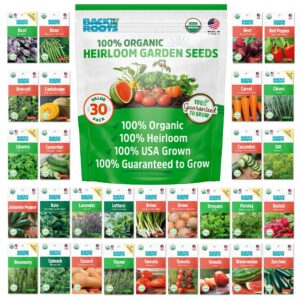 back to the roots heirloom organic, non-gmo & usa grown seeds, 30ct herb, fruit, and veggies, assortment may vary, guaranteed to grow