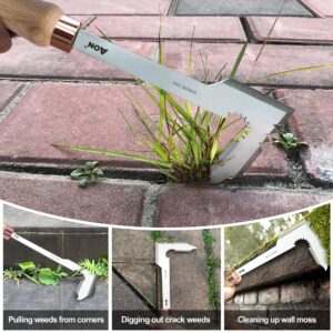 AON 2Pack Hand Crack Weeder Puller Tool Set - Made with Heat Treated Steel and Ash Wood Ergonomic Handles, Weeding Tools Ideal for Gardens and Patio Lawns to Effectively Pull Out Weeds & Their Roots.