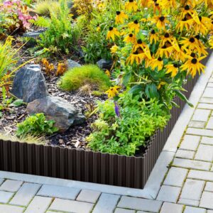 LAVEVE Corrugated Metal Garden Edging - Sturdy Border Perfect for DIY Flower Beds and Landscaping Borders (Black, 6 Inch x 20FT)