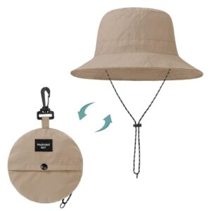 Durio Waterproof Bucket Hat for Women UPF 50+ Sun Hat UV Protection Packable Rain Hats for Women Lightweight Hiking Hat Khaki One Size