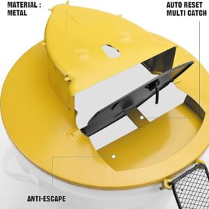 Bucket Lid Mouse Trap - Multi-Catch, Auto-Reset, Humane or Lethal Rat Trap - Metal Material - Bait Racks - Anti Escape - 5 Gallon Bucket Compatible