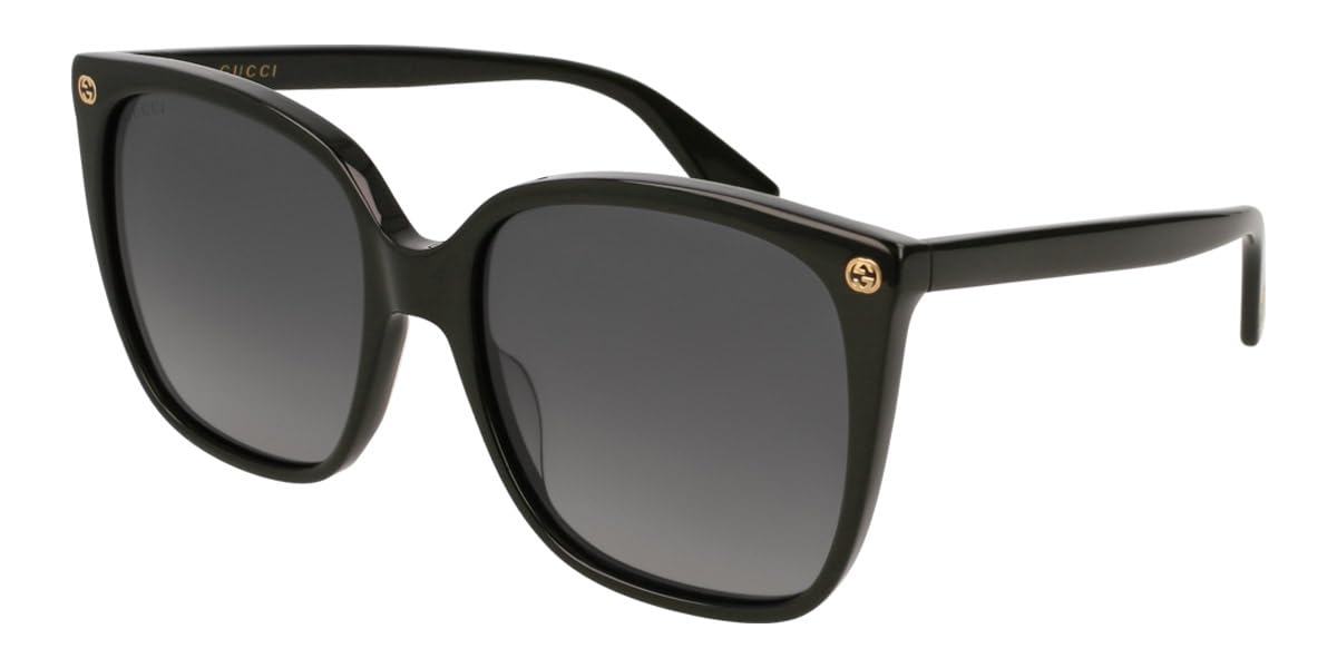 Gucci Lightness Square Women Sunglasses GG0022S 001 Black 57mm - Bundle Ocu-Kit Eyewear Care Packet