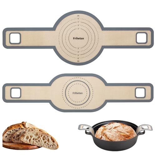 Sourdough Silicone Bread Sling -Oval and Round Non-Stick & Easy Clean Silicone Bread Mat for Dutch Oven. Reusable With Extra Long Handles Silicone Bread baking Supplies tools accessories(Gray)