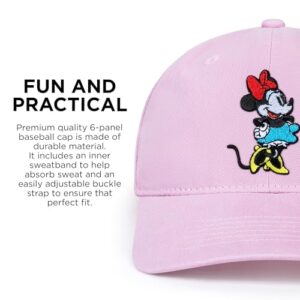 Disney Women's Standard Adult Baseball Cap, Minnie Mouse Adjustable Dad Hat, Pink, ONE Size