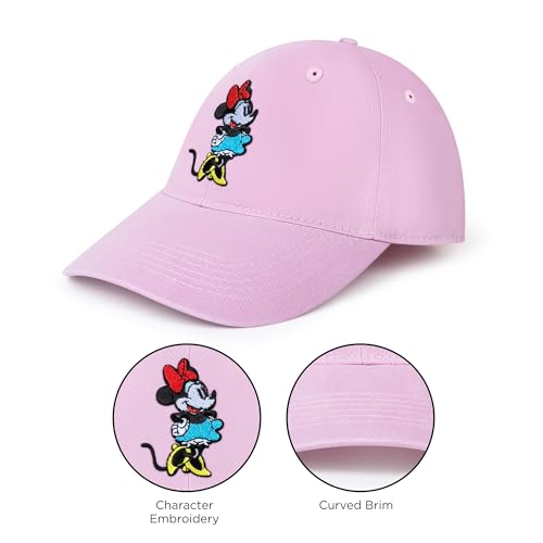 Disney Women's Standard Adult Baseball Cap, Minnie Mouse Adjustable Dad Hat, Pink, ONE Size