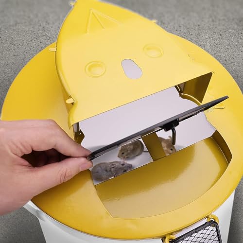 Bucket Lid Mouse Trap - Multi-Catch, Auto-Reset, Humane or Lethal Rat Trap - Metal Material - Bait Racks - Anti Escape - 5 Gallon Bucket Compatible