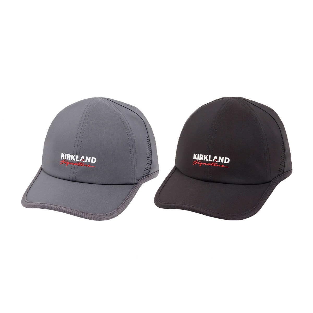 KIRKLAND Signature Unisex Logo Hat, 2-Pack (Adjustable fit, Grey and Black)