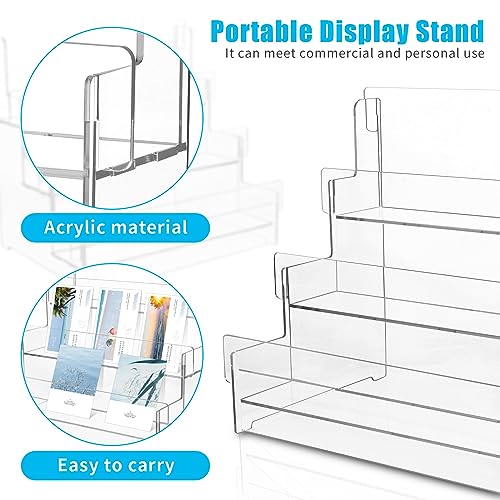 DOSTATNI 2 Pcs 3 Tier Acrylic Greeting Card Display Sticker Display Stand Greeting Card Organizer Postcard Organizer Retail Display Racks Business Card Holder for Vendors Desk Counter Retail