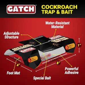 GATCH Roach Traps Indoor (12 Pack), Sticky Baited Cockroach Traps, Roach Killer Indoor Infestation, Adhesvie Glue Traps for Roaches, Insects, Home Bug Ant Spider Cricket, Child & Pet Friendly