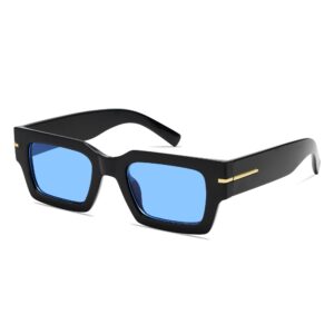 vanlinker retro square sunglasses for women men trendy chunky fashion rectangle shades uv400 protection vl9804 black