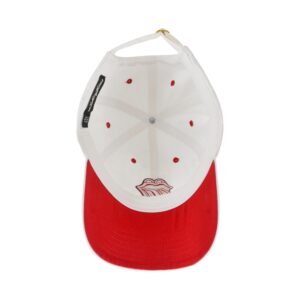 The Rolling Stones Women's Dad Hat, Lips Logo Adjustable Cotton Baseball Cap with Curved Brim, White, One Size