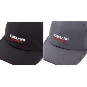 KIRKLAND Signature Unisex Logo Hat, 2-Pack (Adjustable fit, Grey and Black)