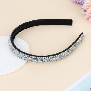 Wecoe Rhinestone Headband Women Silver Grey Comb Headband with Teeth Bling Sparkly Beaded Headband Non Slip Fashion Hair Band Birthday Holiday Homecoming Hair Accessories For Women Girls Gifts