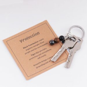 KUSIAPA Healing Gemstone Keychain,Protection keychain,Emotional Support Gemstone Keychain,Keychains For Women Men