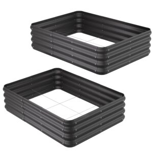 enjoybasics raised garden bed outdoor, thickened bottomless garden beds for gardening, 2 pack raised planter box for growing vegetables, fruits, flower, herb (3x3x1 ft)