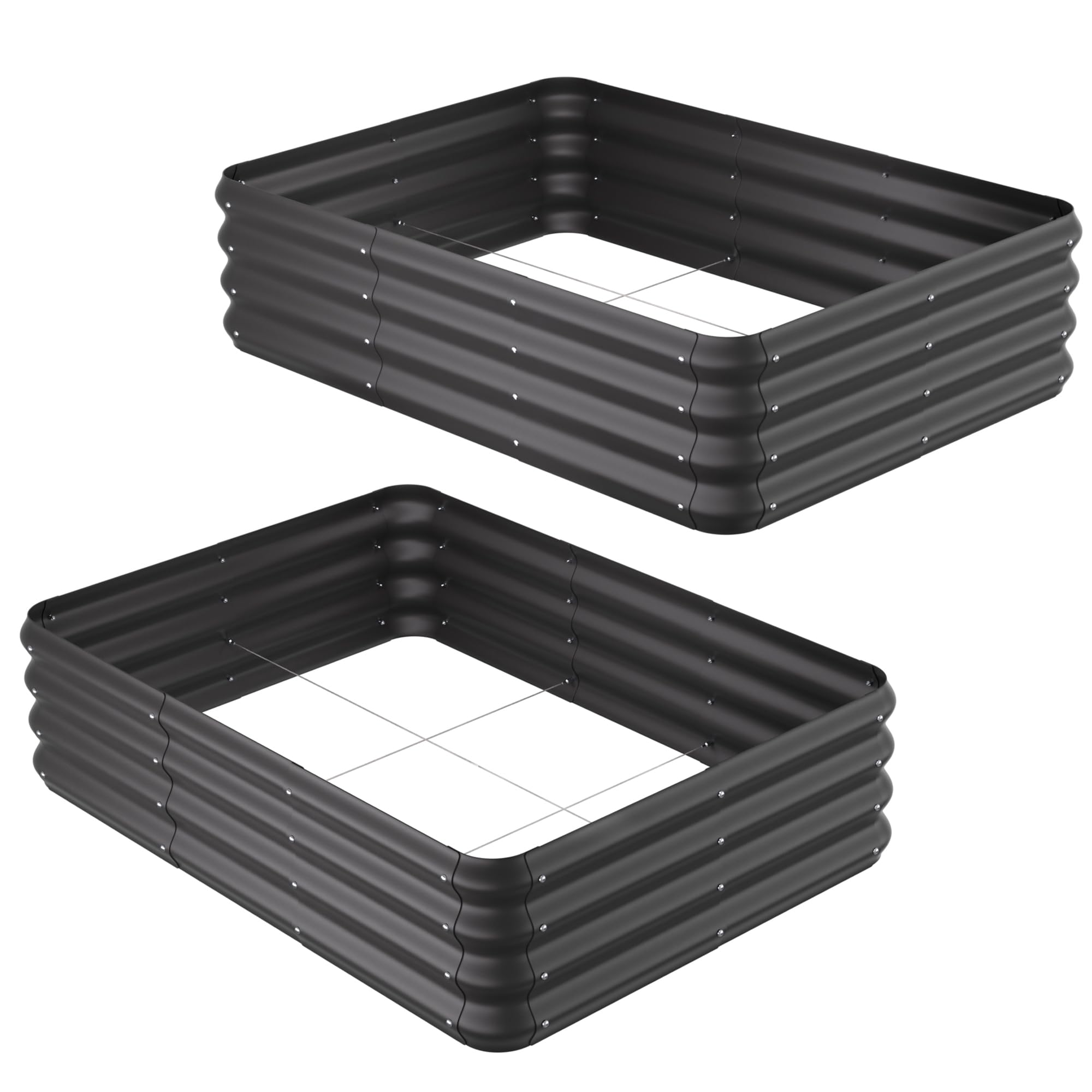 ENJOYBASICS Raised Garden Bed Outdoor, Thickened Bottomless Garden Beds for Gardening, 2 Pack Raised Planter Box for Growing Vegetables, Fruits, Flower, Herb (3x3x1 FT)