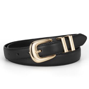 yooai womens belt fashion leather wais belt for jeans pants dresses with gold buckle black 100 s