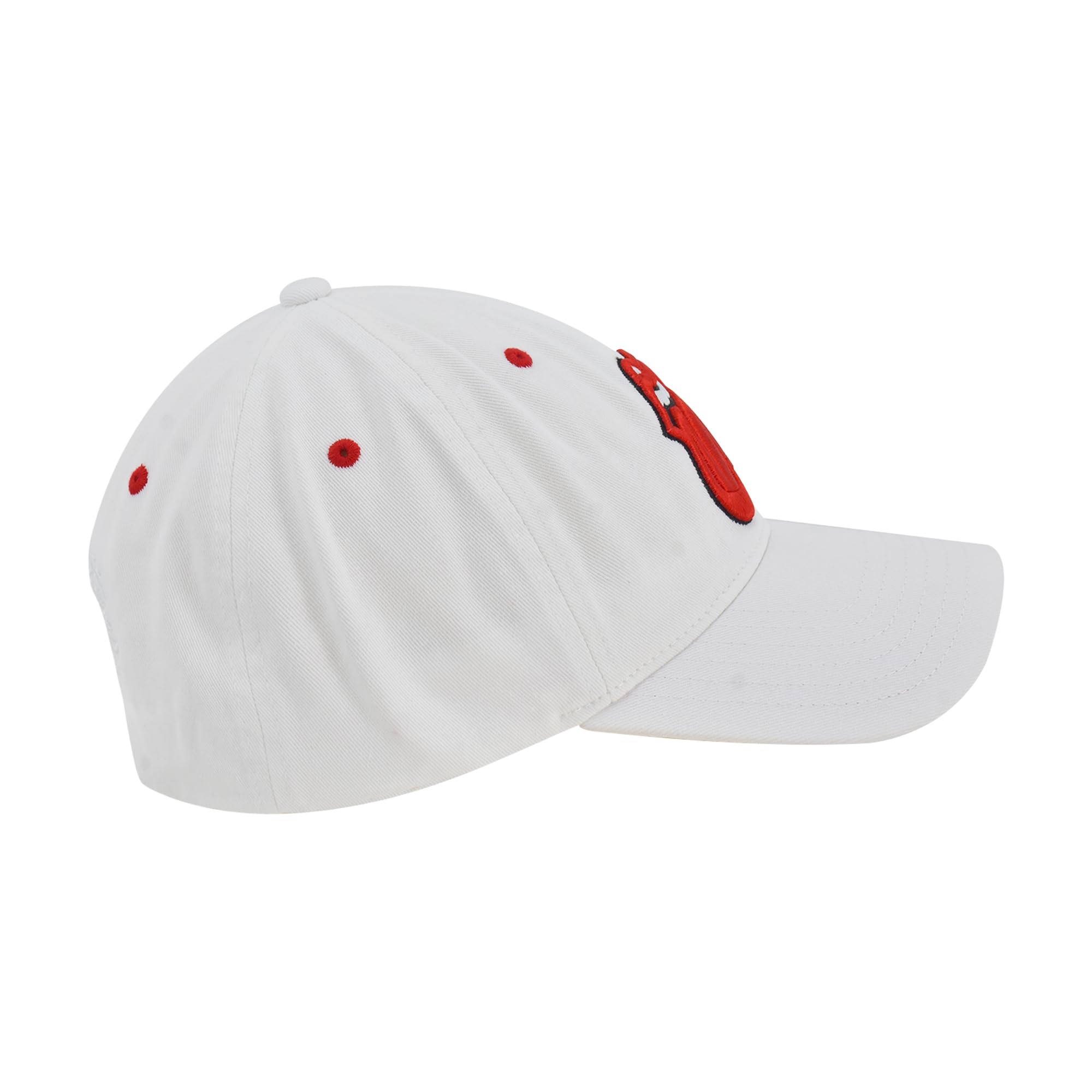 The Rolling Stones Women's Dad Hat, Lips Logo Adjustable Cotton Baseball Cap with Curved Brim, White, One Size