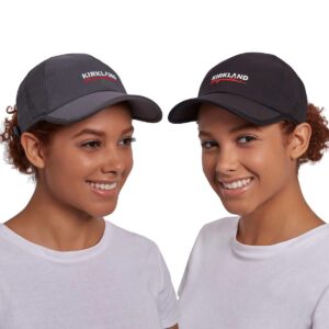 KIRKLAND Signature Unisex Logo Hat, 2-Pack (Adjustable fit, Grey and Black)