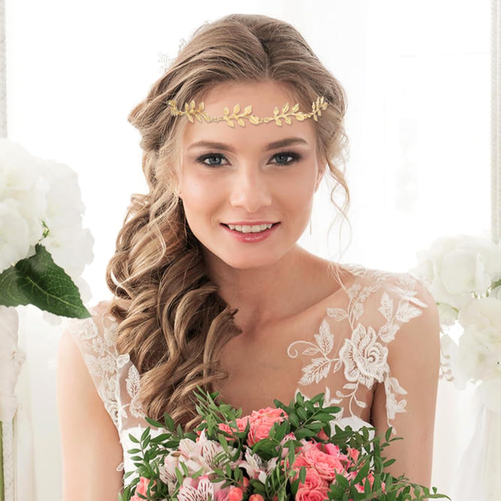 Dizila 8 Pieces Gold Head Chains with Rhinestone Pearl Leaf Coin Festival Prom Wedding Bridal Jewelry Boho Headbands Tassel Forehead Chain Hair Bands Headwear Headpieces for Women Girls