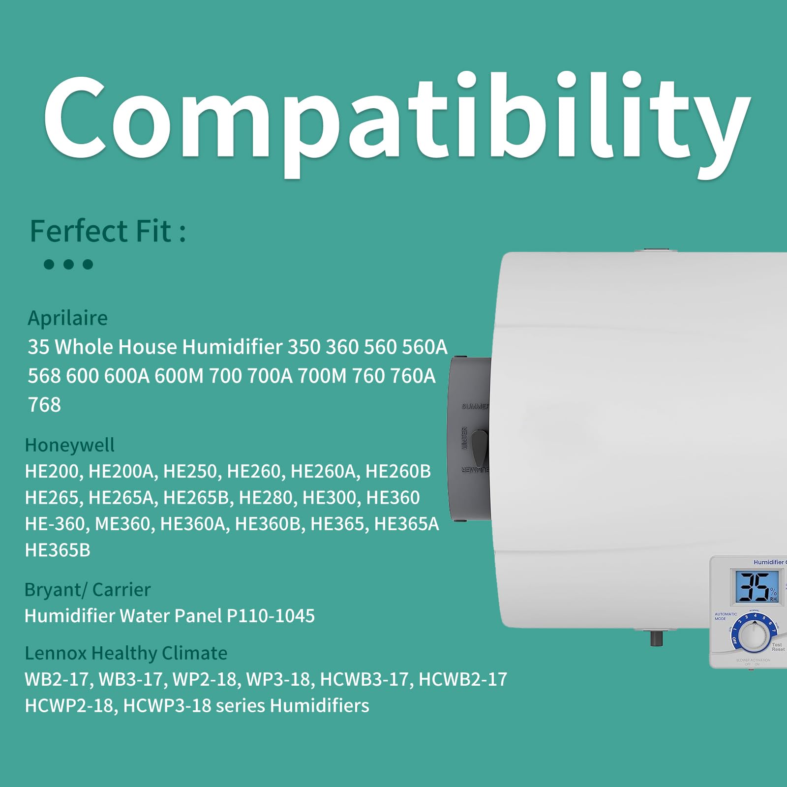 SUNRRA 35 Water Panel for Aprilaire Whole House Humidifier Models 350, 360, 560, 560A, 568, 600, 600A, 600M, 700, 700A, 700M, 760, 760A, 768 (Pack of 2)