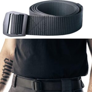 shirt stay plus-tactical belt for men police ems and military - professional grade heavy duty black tactical belt for tactical gear (black metal)