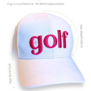 Women's Golf Hat White Ballcap with Pink Accent - Trendy Apparel for Woman, Adjustable Ball Cap, Women, Ladies Cute Golf Gear Apparel Caps - One Size Fits All Unisex