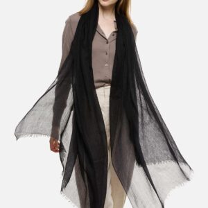 Ovcio Featherlight Black Cashmere Scarf - 100% Pure Cashmere Wrap Scarf for Women (87x39) with Gift Box