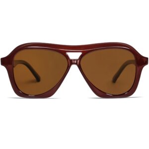 vanlinker retro 70s square aviator sunglasses womens men trendy polarized vintage shades vl9768 burgundy frame brown lens