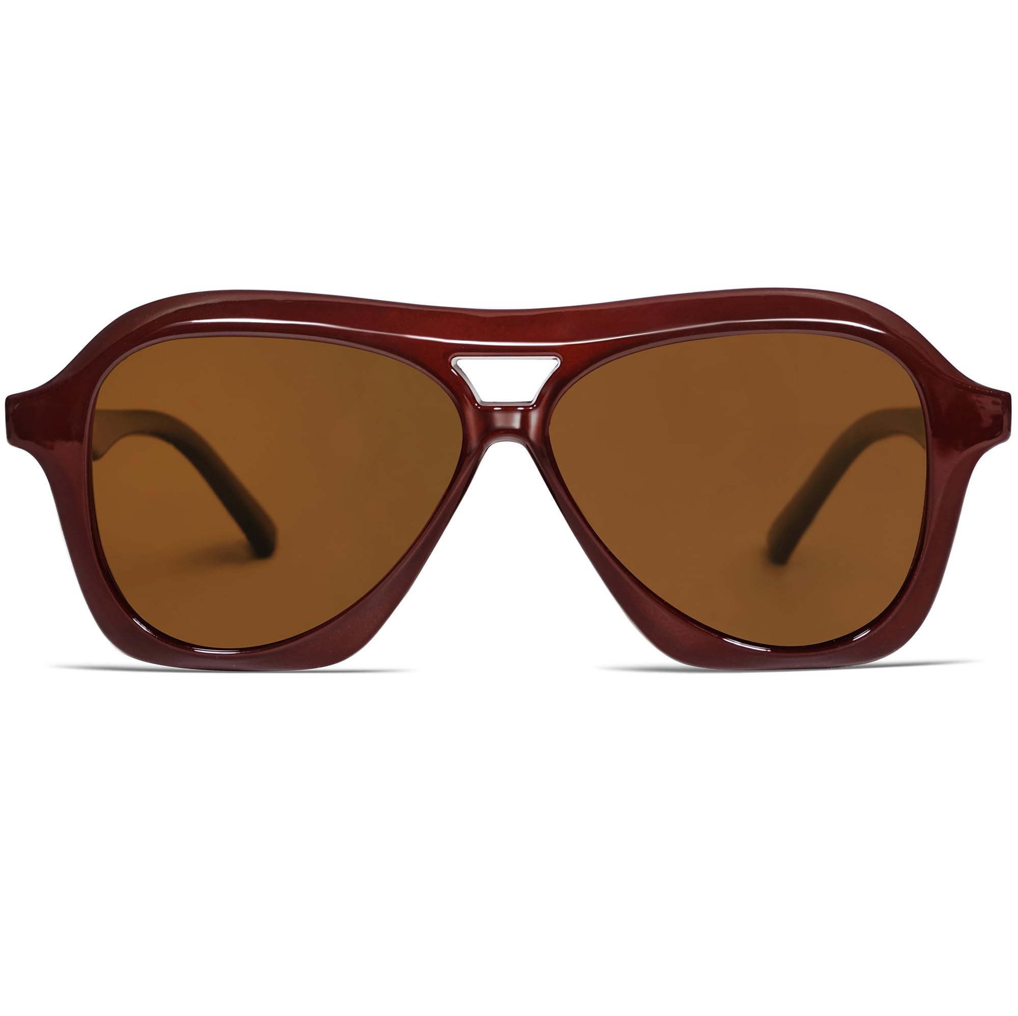 VANLINKER Retro 70s Square Aviator Sunglasses Womens Men Trendy Polarized Vintage Shades VL9768 Burgundy Frame Brown Lens