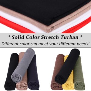 XTREND 4 Pieces Head Wrap Stretch Knit African Turban Fashion Headband Solid Color Neck Sleeve Soft Breathable Head Scarf for Women (Black, Camel, Army Green, Coffee)