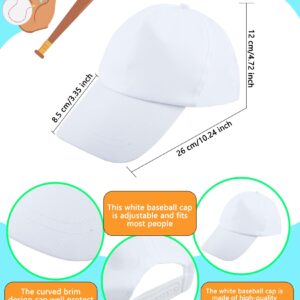 SGBETTER 40 Pcs White Baseball Hats DIY Painting Baseball Caps Adjustable Plain Blank Cap for Adult Kids Outdoor Sports Running Camp