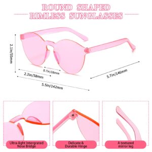 SUNOVELTIES 18 Round Shape Rimless Sunglasses Transparent Candy Color Glasses Colorful Party Eyewear for Women