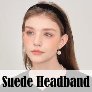 AUDTOPE Black Velvet Padded Headbands for Women, Soft Simple Headband for Girls and Teens, Plain No Teeth Thick Hoops Hair Accessories