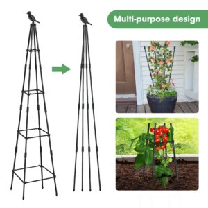 MQHUAYU 2 Pack Garden Obelisk Trellis for Climbing Plants Outdoors, 65 Inch Rustproof Plant Stand Climbing Support with Adjustable Heights for Indoor Potted Plants, Vines, Flowers Stands, Vegetables