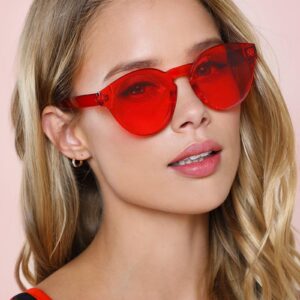 SUNOVELTIES 18 Round Shape Rimless Sunglasses Transparent Candy Color Glasses Colorful Party Eyewear for Women